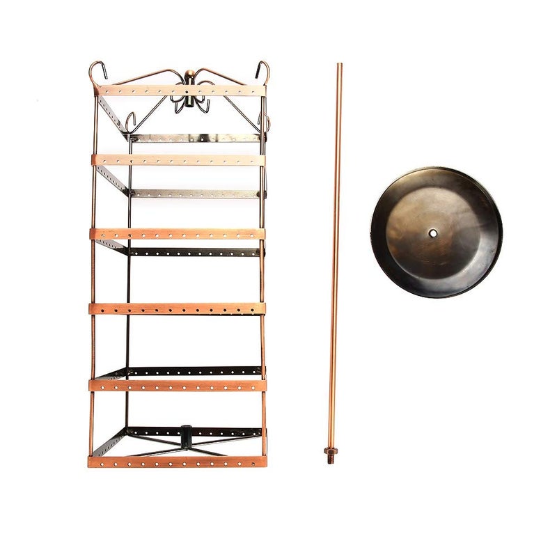 woobles Six Layers Stand Metal Jewelry Organizer Boxs, 288 Holes Rotatable Jewelry Earrings Necklace Bracelet Storage Tree Tower Display Holder - Image 4